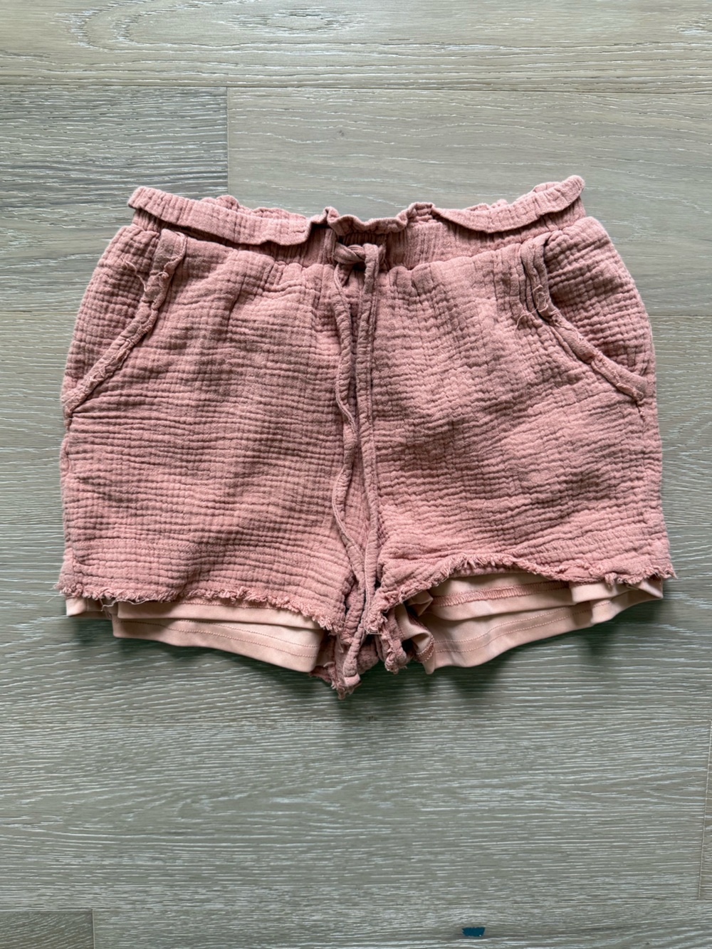 Pink Waffle-Knit Shorts